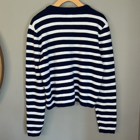 J. Crew Striped cotton lady jacket cardigan sweater in Antique Navy Ivory size S - Picture 7 of 12